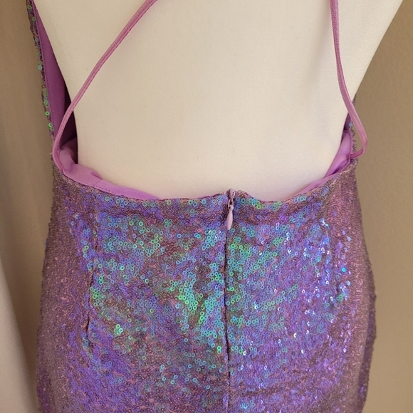 Revolve Superdown Amie Sequin Mini Dress size M Mermaidcore Taylor Swift Purple - Picture 9 of 13